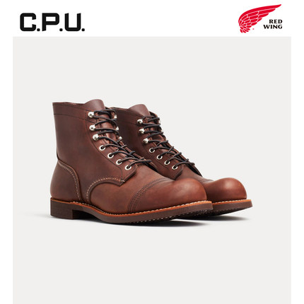 红翼8111 RedWing马丁靴圆头铁道工真牛皮工装鞋机车靴骑行男靴RW
