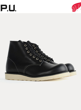 红翼8165 RedWing圆头黑色工装靴牛皮男款马丁靴牛蜡皮经典短靴RW