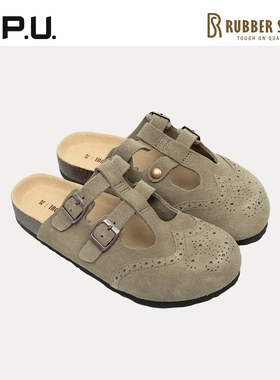 CPU女25秋冬新品学院风磨砂皮玛丽珍英伦水松一脚蹬懒人单鞋RO