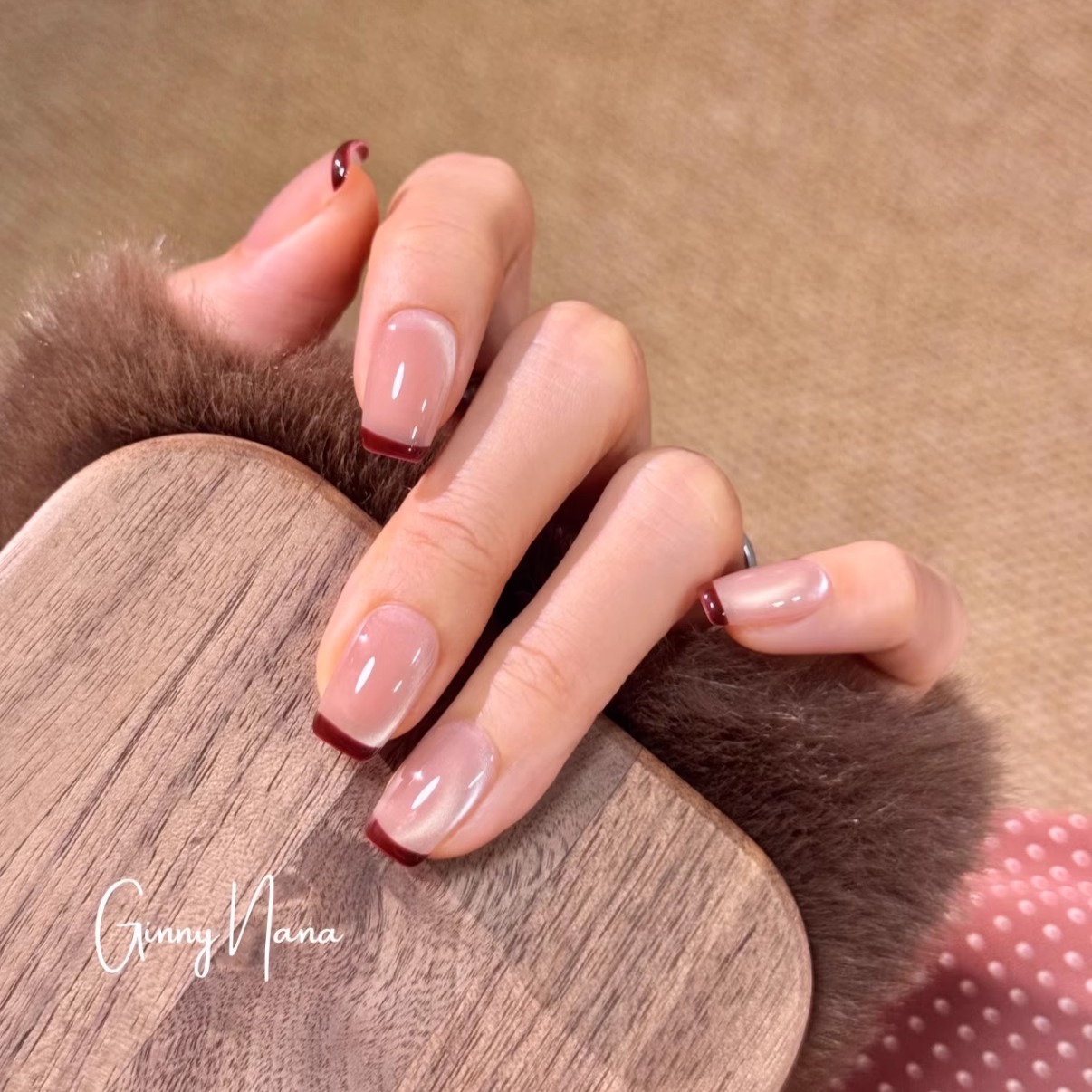 【天后】猫眼红色小法式纯手工美甲穿戴甲短款简约显白指甲贴片