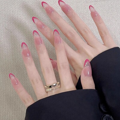 玫粉色法式渐变裸色简约百搭显白成品美甲纯手工穿戴甲指甲贴片