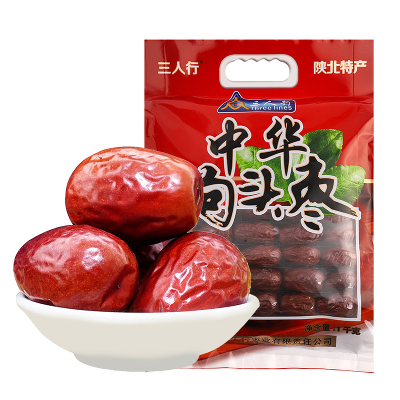 三人行中华狗头枣清涧红枣2斤陕西特产干果零食陕北红枣大枣枣子