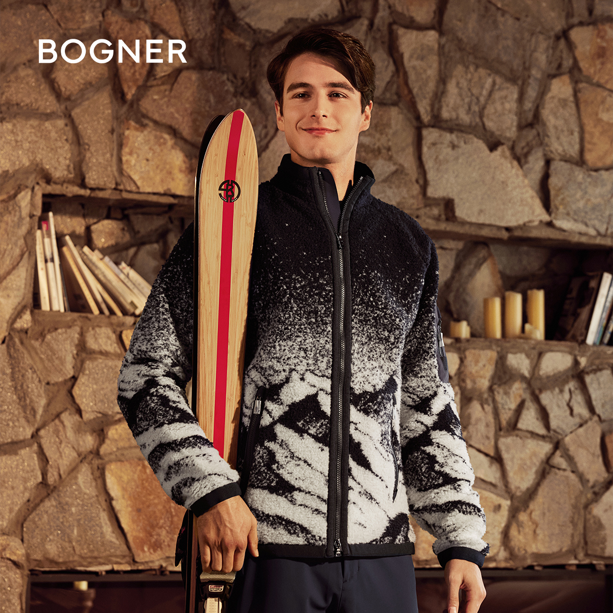 BOGNER博格纳 25秋冬新品GREGOR男士山脉图案修身立领滑雪中层