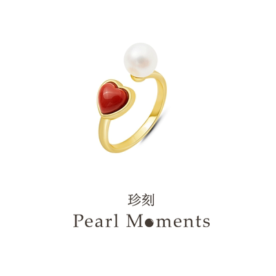 设计师款南红珍珠戒指可调节大小