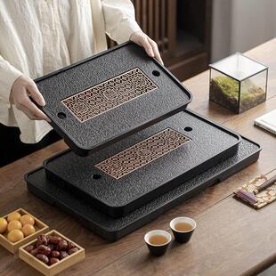 轻奢小型储水式茶台功夫茶具竹制茶海简约干泡台托盘密胺茶盘家用