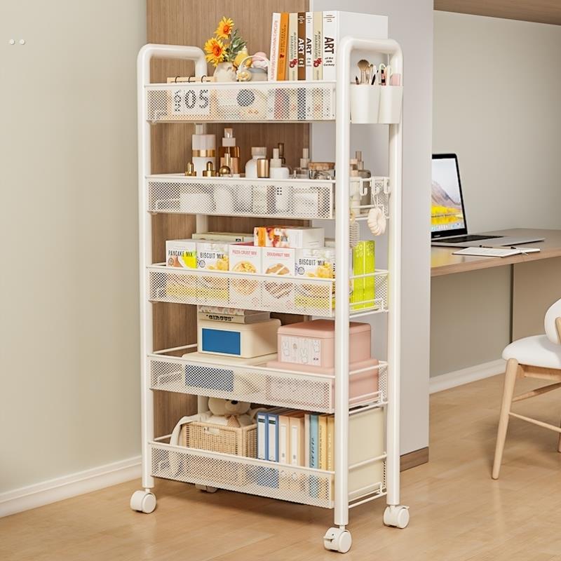 可移动书架落地置物架宿舍家用多层收纳小推车带轮零食杂物收纳柜