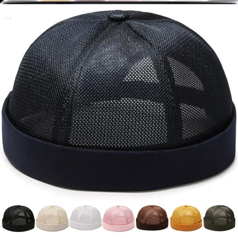 瓜皮帽男款夏季薄款无檐日系雅痞帽无帽檐帽子女嘻哈透气地主帽男