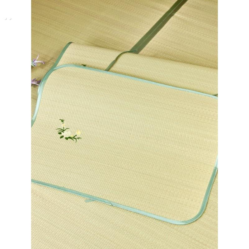 凉席草席枕片枕皮一对装2条兰草成人枕头套子夏天然蔺草枕巾枕席