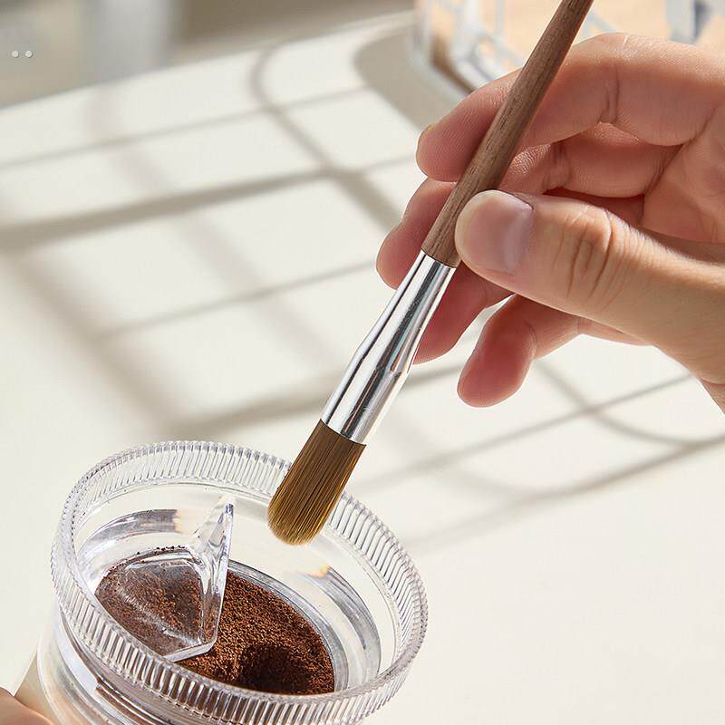 咖啡机配件清洁刷胡桃木毛刷磨豆机扫粉刷凹槽摩卡壶专用清理刷