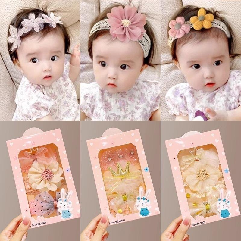 0-1岁婴儿发带女宝宝护囟门帽头花头饰新生儿蝴蝶结发饰周岁发箍