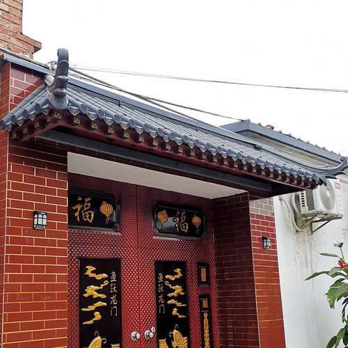仿古屋檐三件套树脂新中式徽派塑料琉璃瓦门头墙面装饰别墅一体瓦