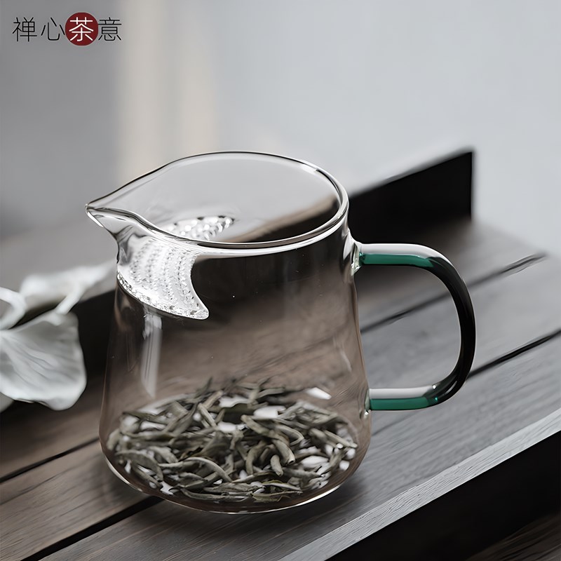 玻璃月牙公道杯茶滤一茶绿茶泡茶器茶具泡茶过滤公杯高硼硅分茶器
