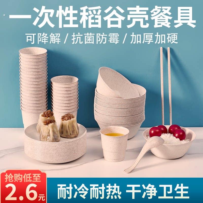 一次性碗筷套装结婚酒席野餐烧烤高档高颜值环保组合餐具四件套