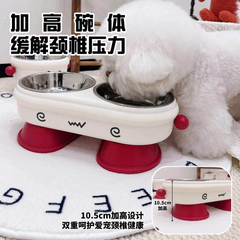宠物碗不锈钢二合一喂食喝水猫碗狗碗大口径加高设计护颈椎狗食盆