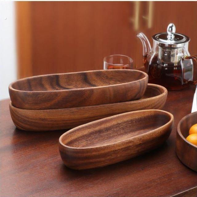 咖啡店盘小食日式点心台简约茶盘实木托盘家用托盘干壶胡桃木泡