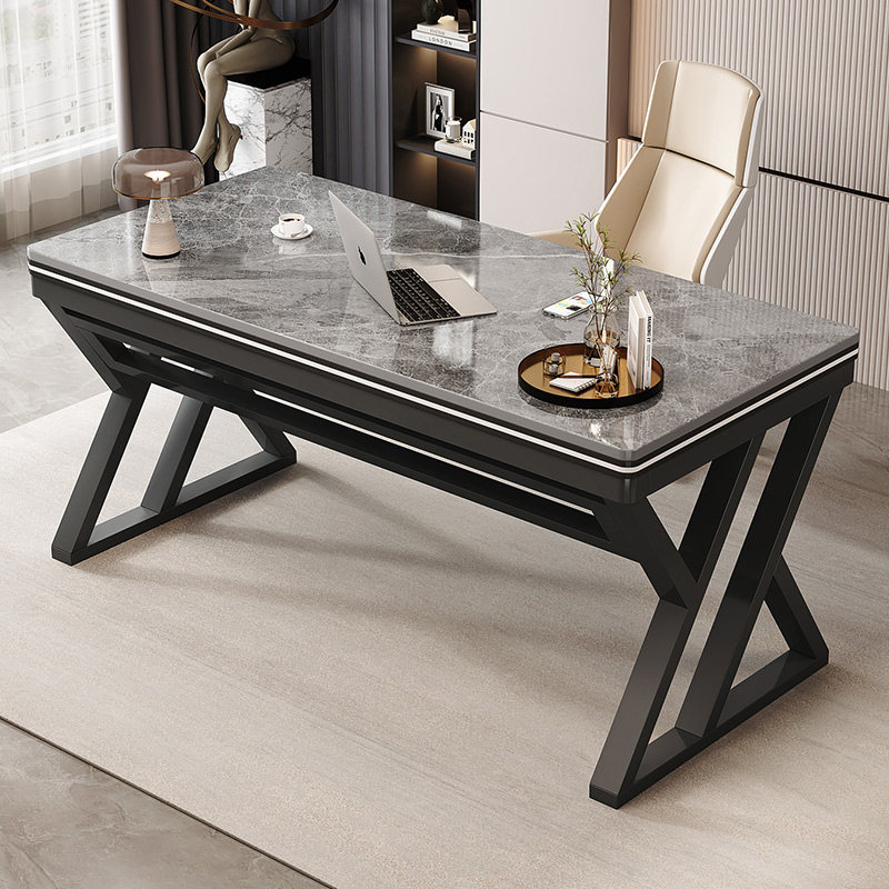 岩板电脑桌台式书桌家用学生写字桌卧室简约双层办公桌轻奢电竞桌