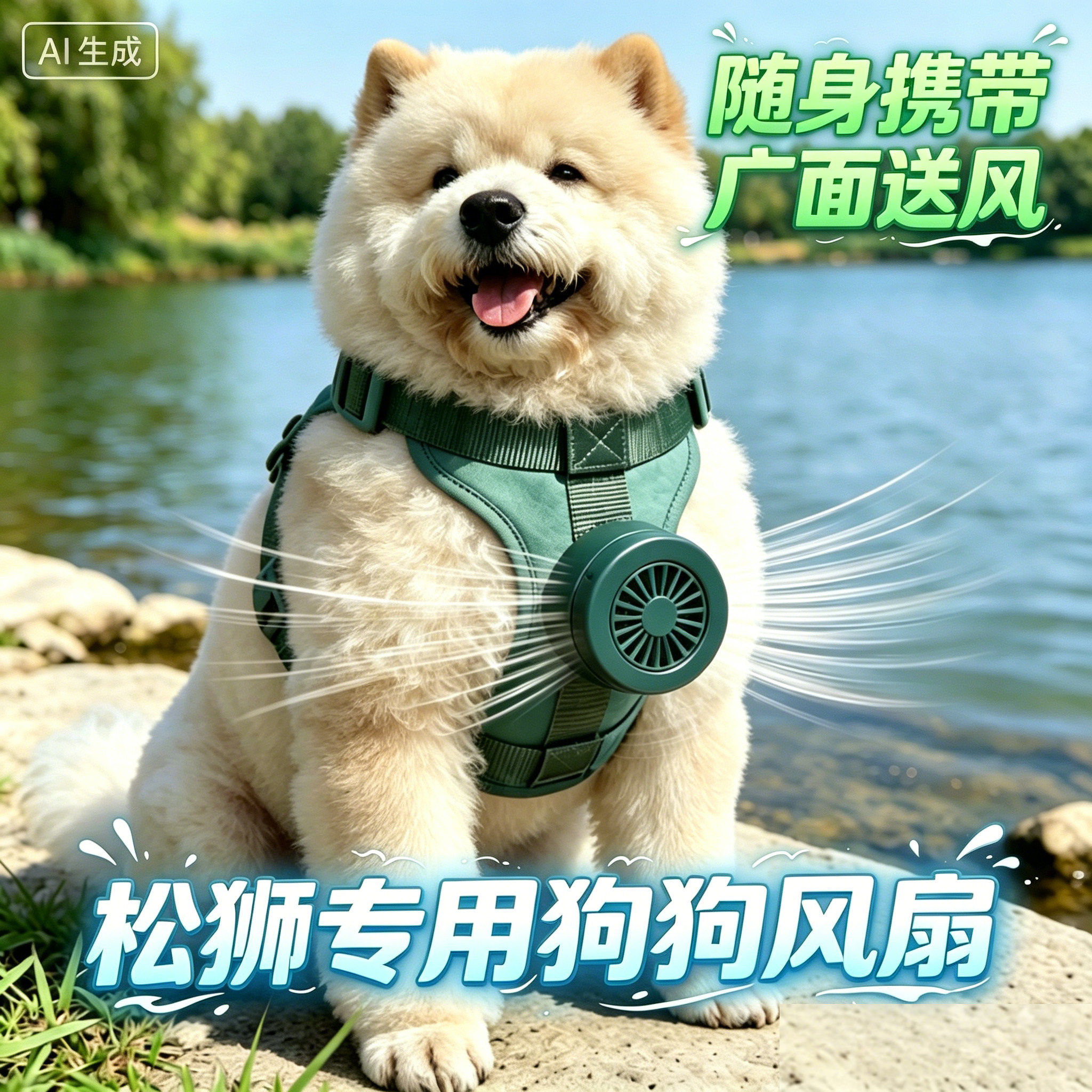 松狮犬专用狗狗风扇宠物电风扇狗用夏天降温神器夏季空调扇小风扇
