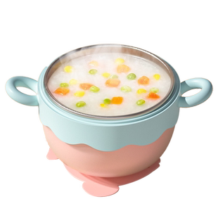 保温碗老人专用吃饭注水加热吸盘恒大成人饭盒卧床316L不锈钢餐具