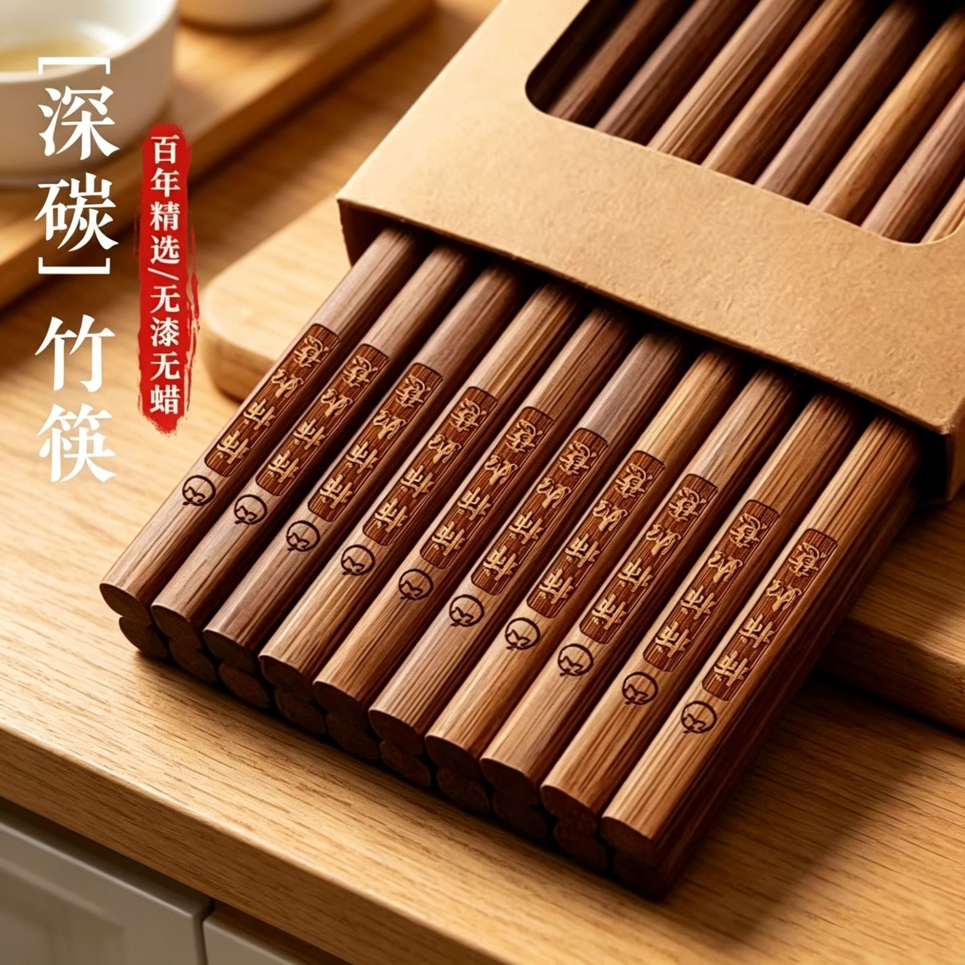 【深度碳化防霉】天然楠竹筷餐具