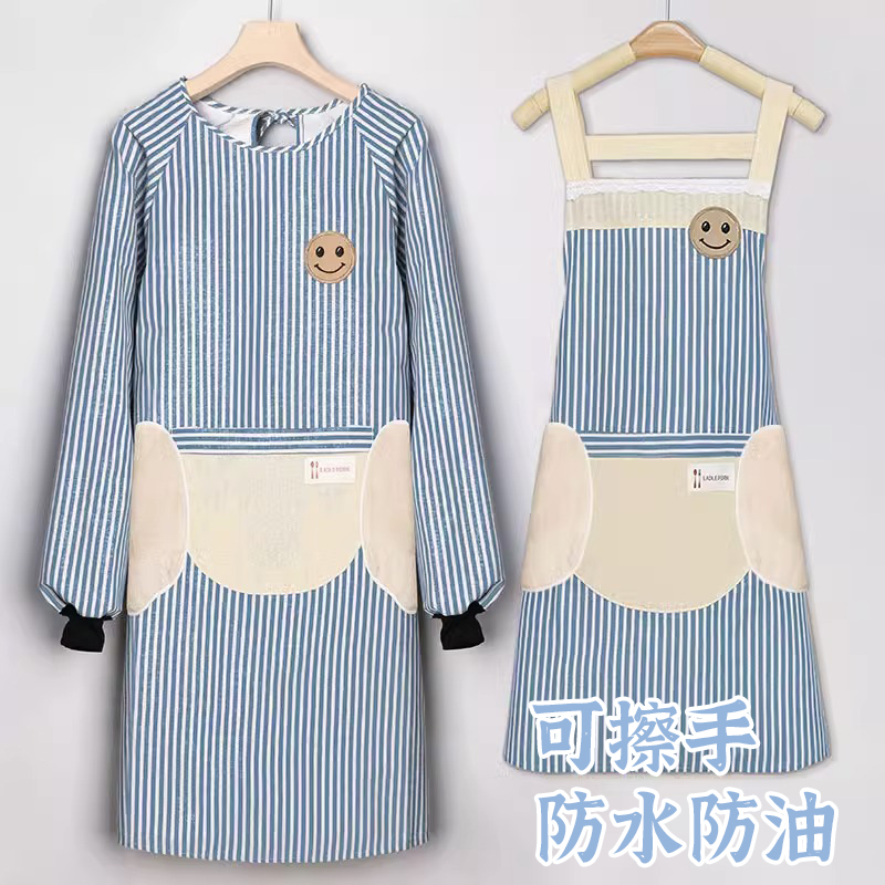 冬天围裙厨房家用2024新款长袖防水防油做饭大人棉麻女工作服罩衣