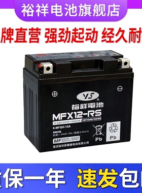 裕祥电池摩托车干电瓶YTX12-BS春风650NK400光阳250赛艇30012V12A