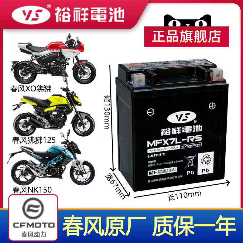 裕祥摩托车电瓶适用于春风XO狒狒电瓶125 ST狒狒 NK150摩托车电池