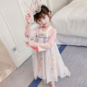 汉服女童唐装2023新款春秋装超仙中国风小女孩襦裙古装儿童连衣裙