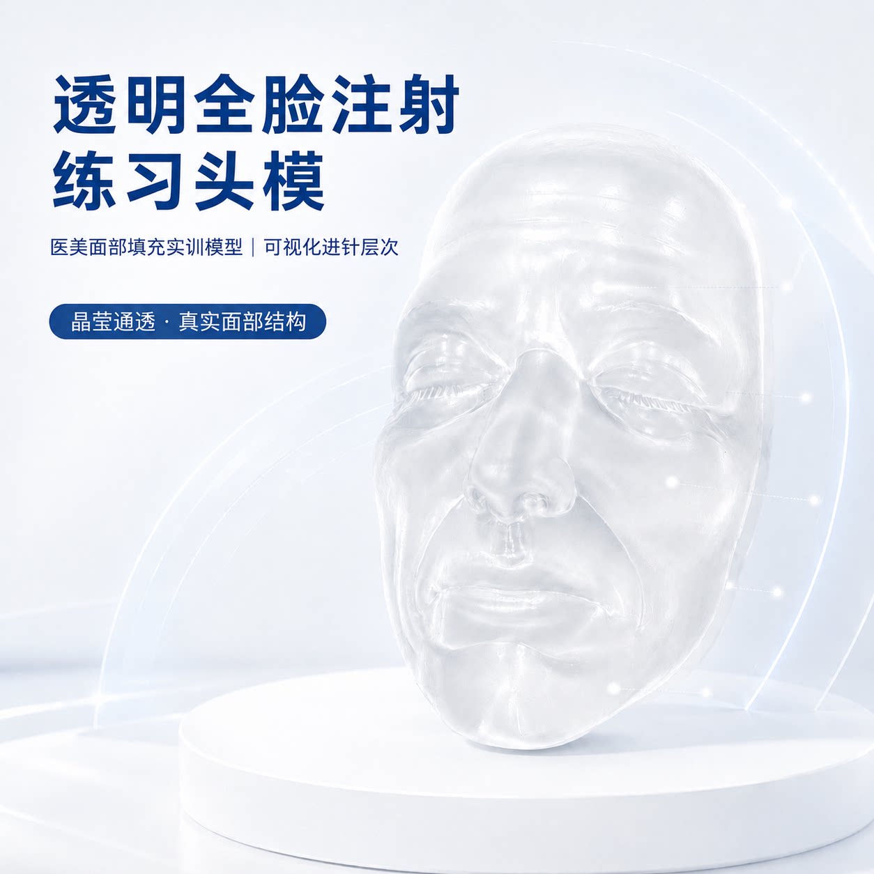 透明可视面部注射头模