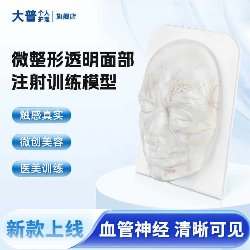 微整形高透明血管神经注射练习人脸模型面部动脉静脉穿刺玻尿酸