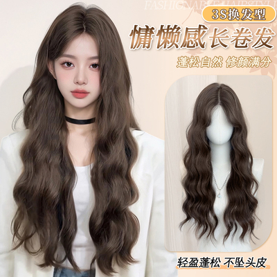 同秀假发女前额蕾丝水波纹长卷发羊毛卷八字浏海lolita全头套