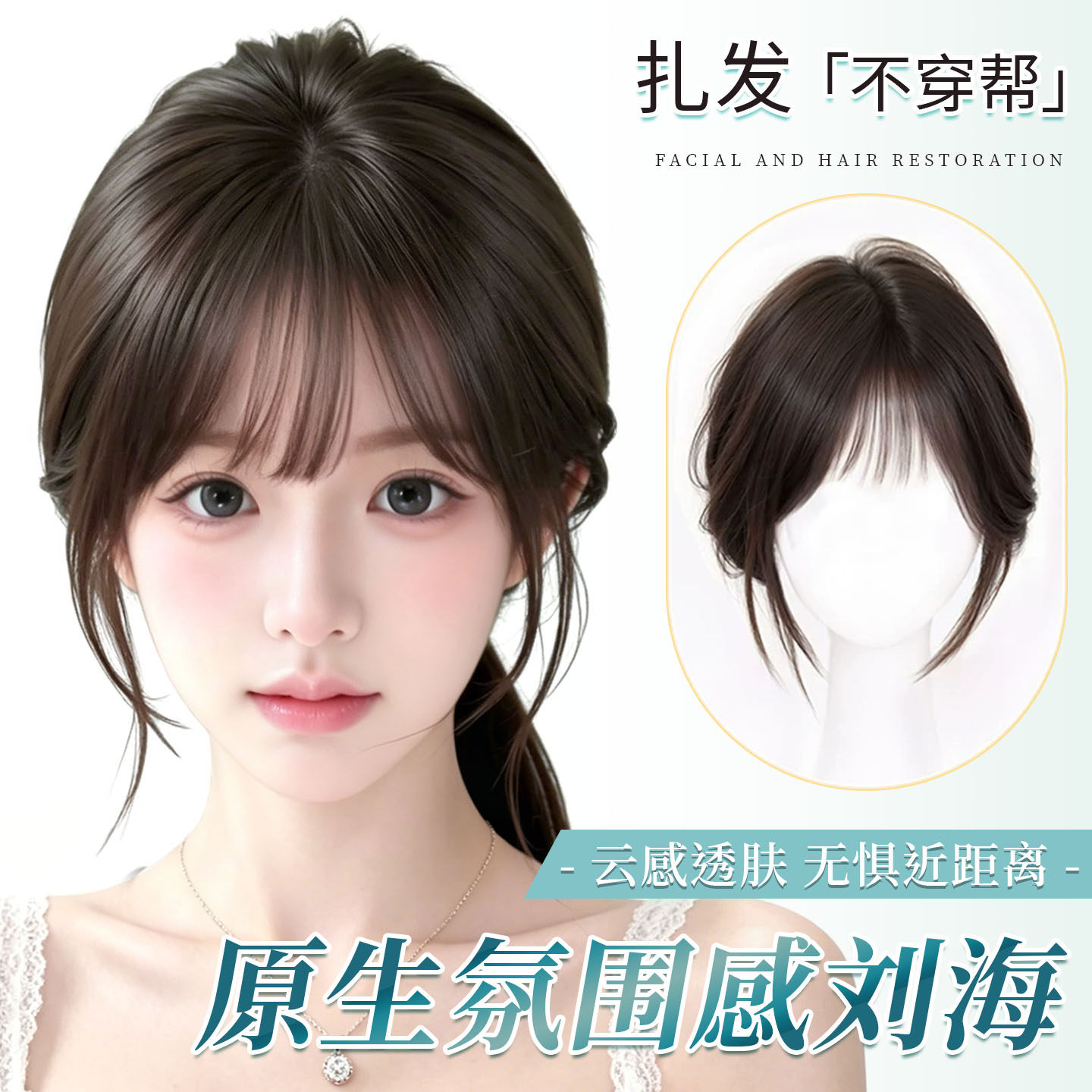 同秀假发法式刘海头顶真人发