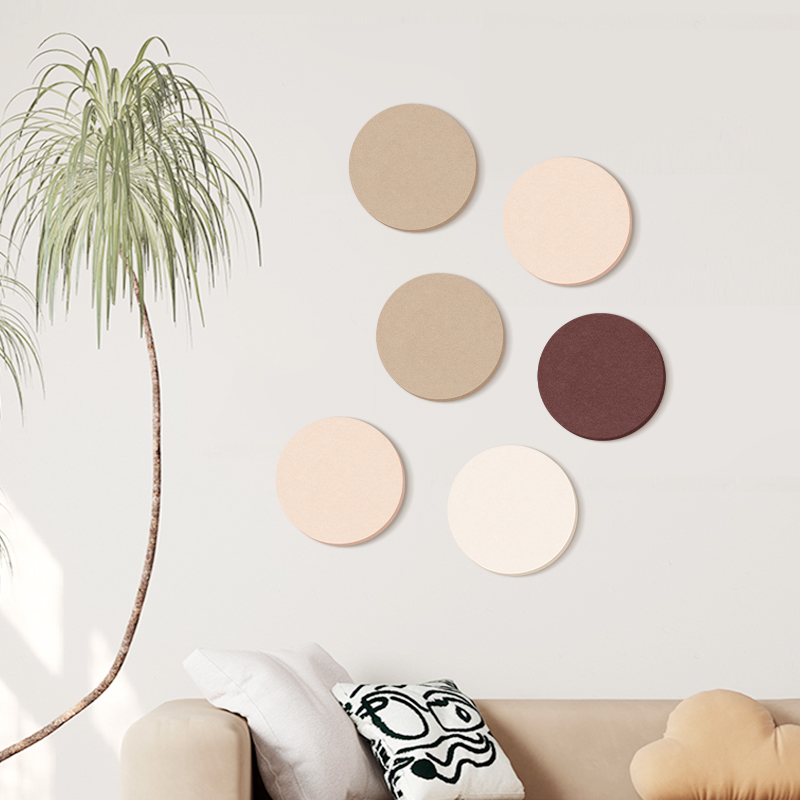 ins奶油色客厅毛毡可移除墙贴