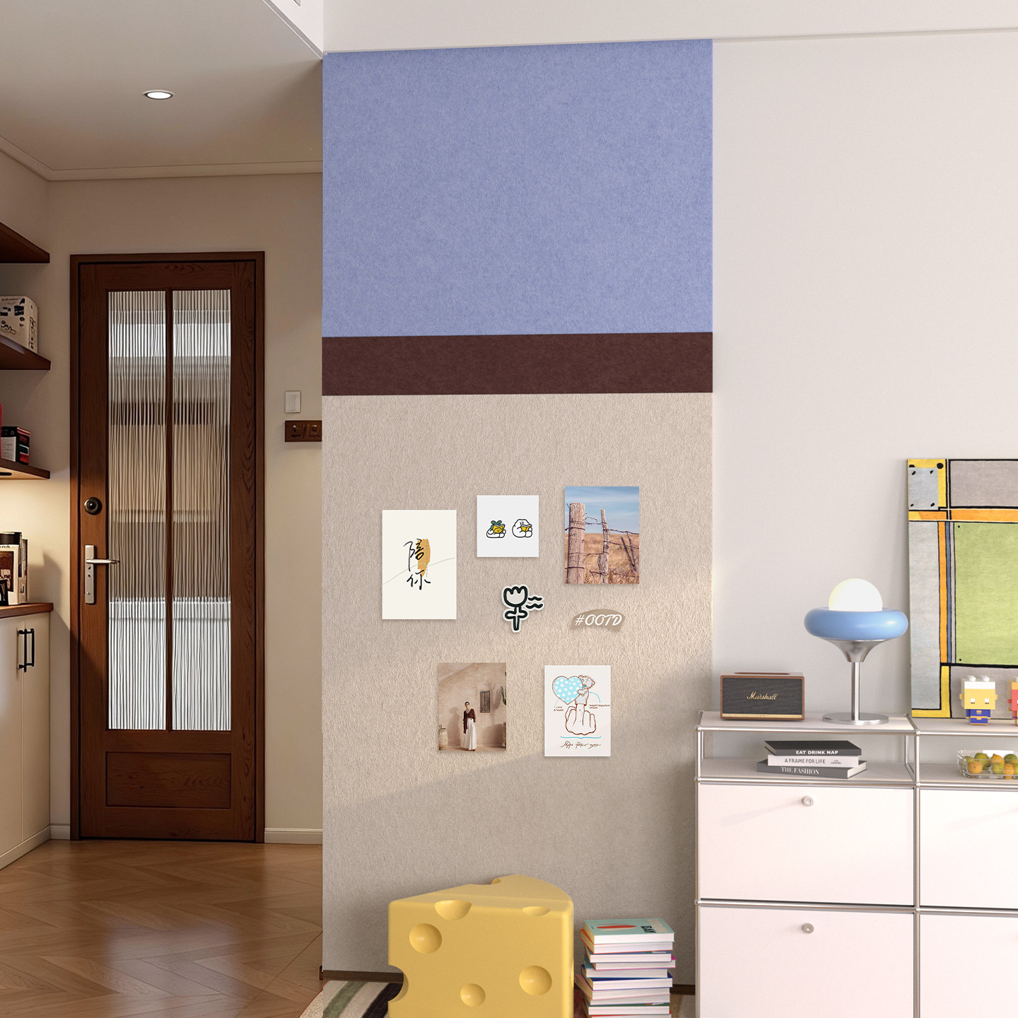 ins毛毡板照片墙创意拼色背景墙diy展示板入户玄关墙面装饰氛围