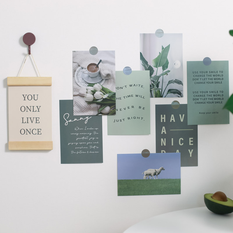 治愈系明信片装饰卡片贺卡高级感背景墙贴照片墙拍立得相片展示板贺卡