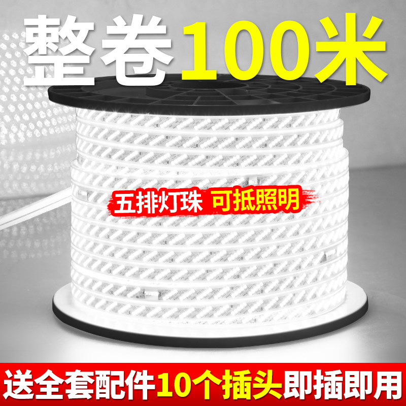 灯带led超亮100米套装220V户外家装防水三色变光工地亮化工程批发 家装灯饰光源 室外LED灯带 原图主图