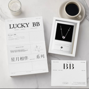 跨新年星月相伴999纯银项链女朋友闺蜜生日礼物四叶草惊喜礼盒