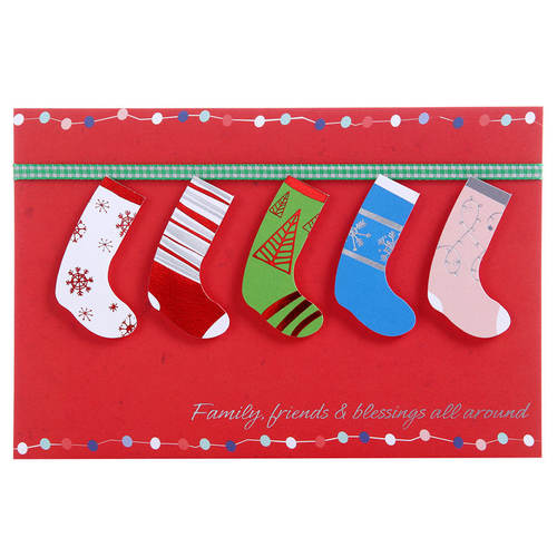 hallmark贺曼贺卡立体圣诞袜设计