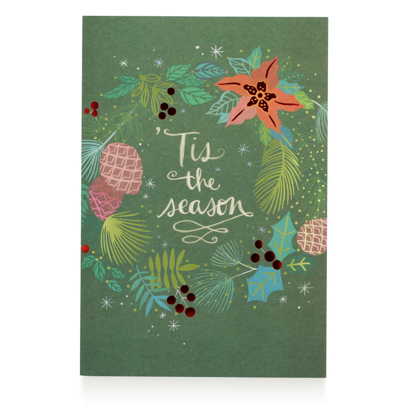 Hallmark贺曼贺卡 圣诞节祝福礼物卡片 圣诞节花环 14XMS7908