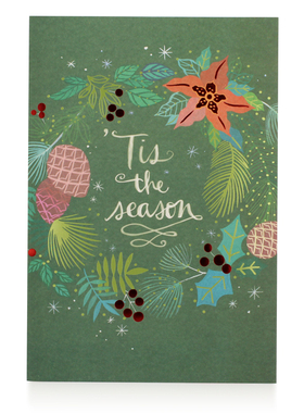 Hallmark贺曼贺卡 圣诞节祝福礼物卡片 圣诞节花环 14XMS7908