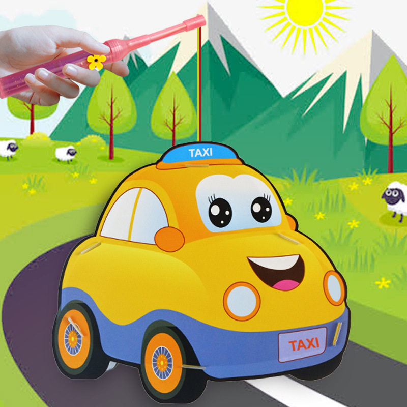 2023年兔年儿童手提发光卡通汽车灯笼手工diy制作材料包音乐花灯