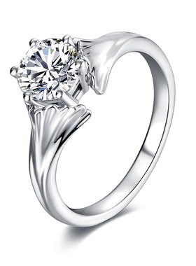 金功良匠银杏叶莫桑钻戒S925银