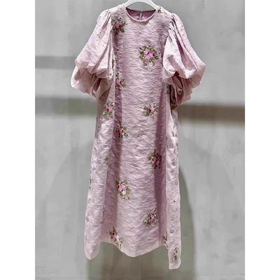 茶歇法式粉色肌理连衣裙2