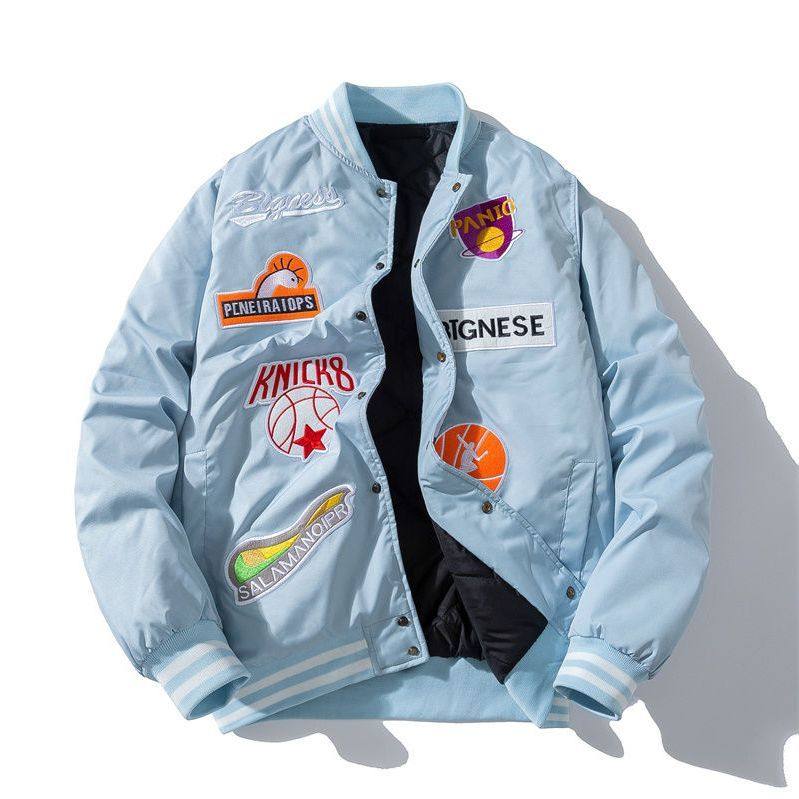 日系潮牌贴布刺绣飞行员夹克男秋秋冬立领加厚棒球服外套