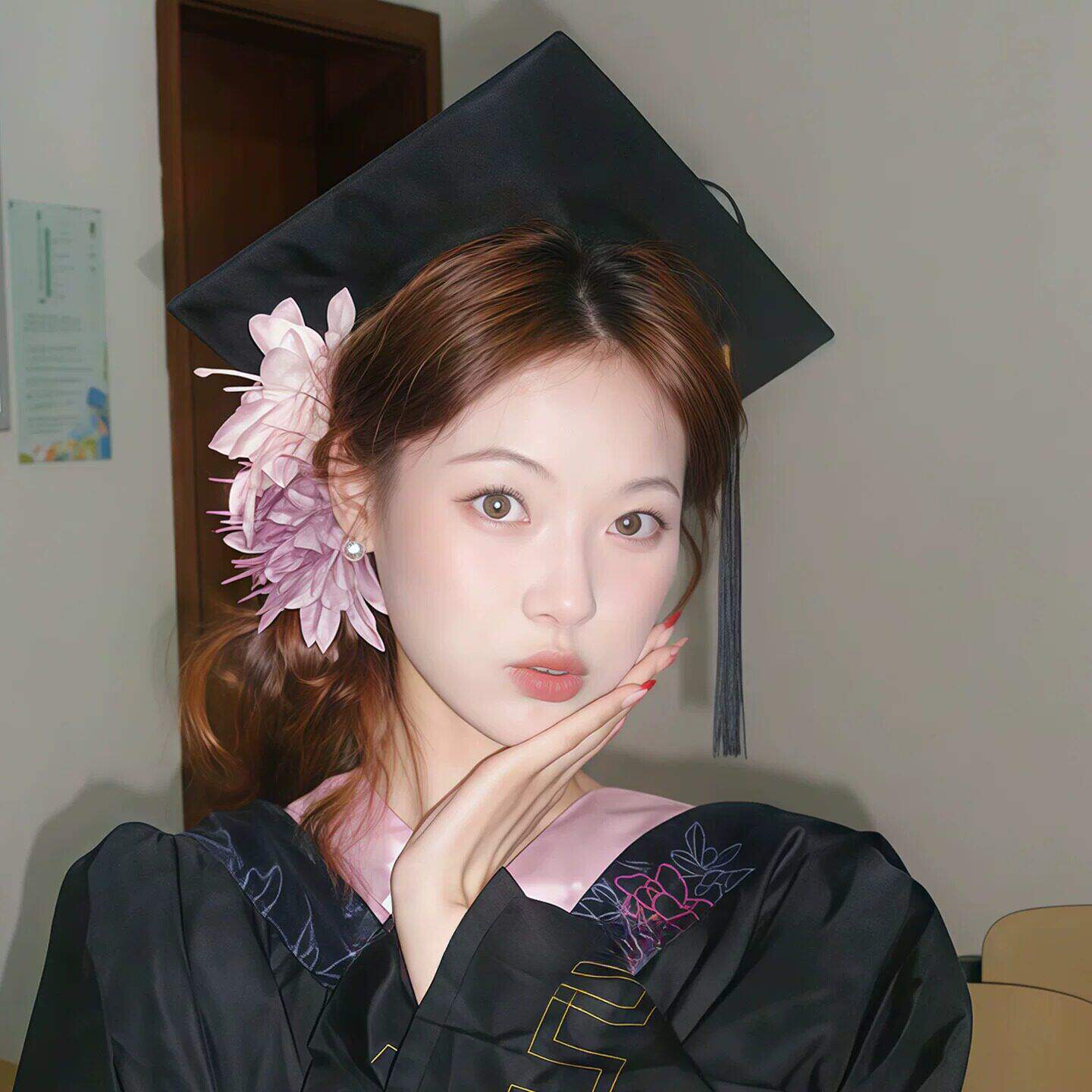 簪花学士帽发夹毕业成人礼装饰