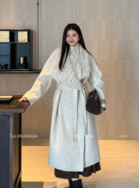 LS 高级毛毛翻领双面呢大衣外套 广州十三行25秋冬新品女装D8287