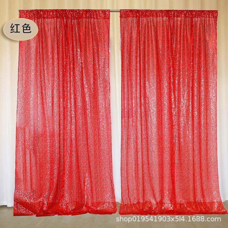 穿杆亮片幕布欧美聚会背景布加绑带酒店婚庆宴会现场背景窗帘装饰