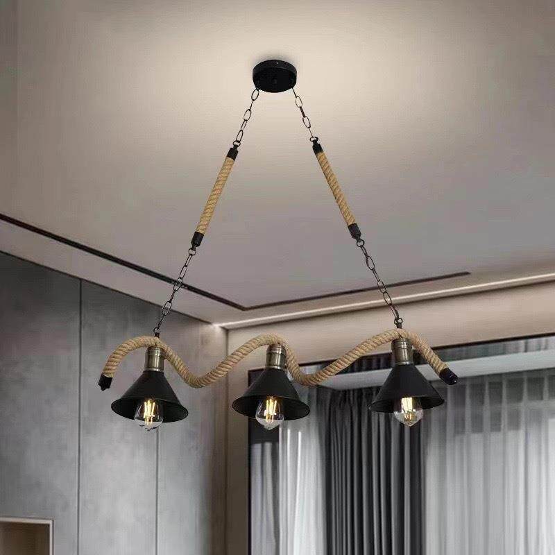 美式复古酒吧吧台装饰灯火锅店服装店餐厅咖啡厅麻绳吊灯复古风