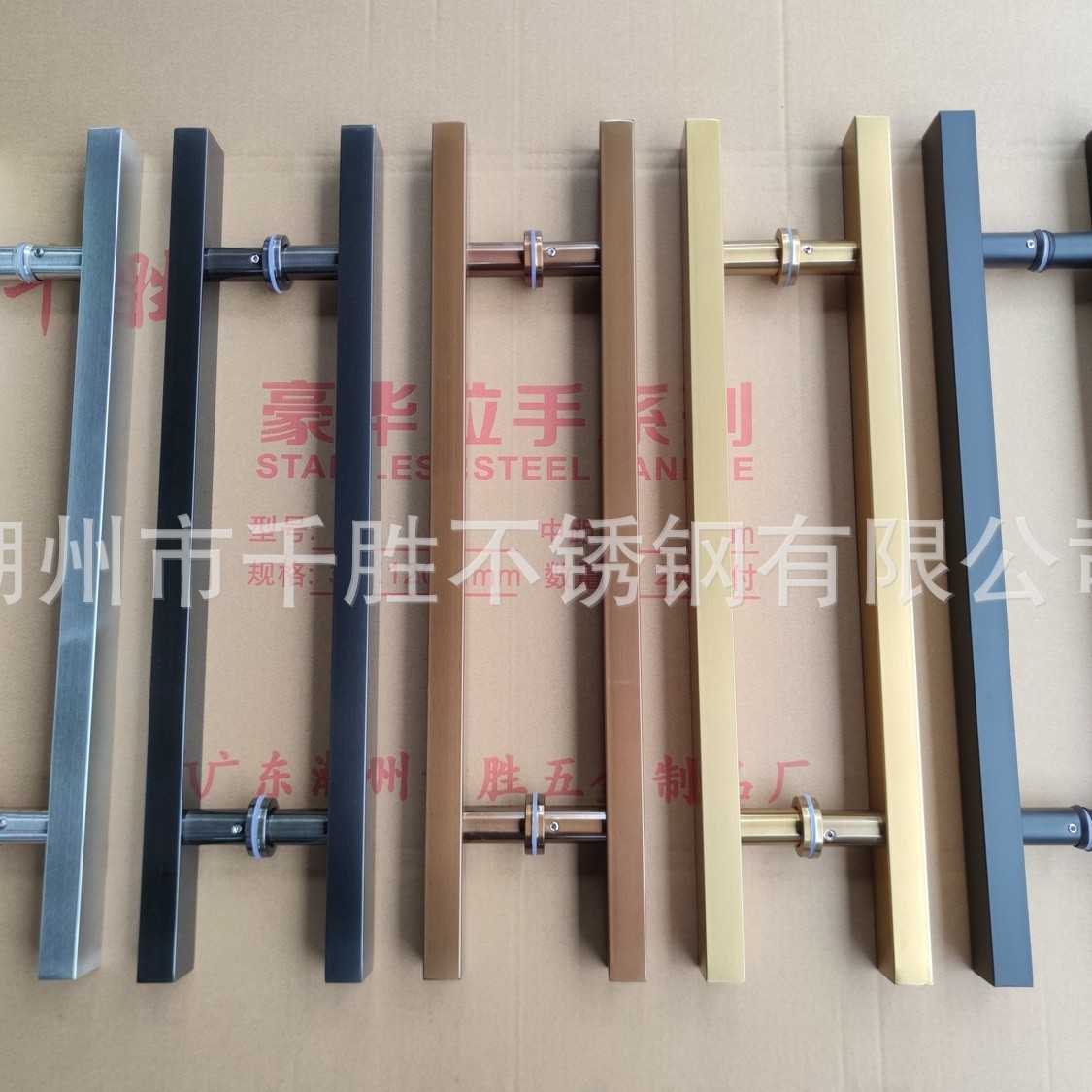 厂家直销不锈钢方管KTV门办公室地弹簧无框有框玻璃大门对装拉手