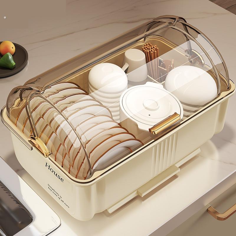 厨房放碗筷子收纳盒碗碟收纳架碗柜家用厨房带盖沥水置物架放餐具
