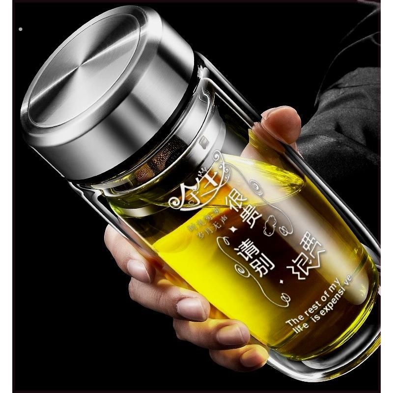 双层中空钢化玻璃杯摔不烂的保温水杯茶水分离男士2023防摔耐高温图片